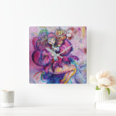 ミュージカルピンクピエロ スクエア壁時計 (ホーム)