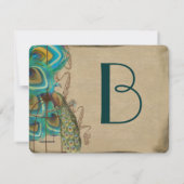 ミュージカルピーコックバードケージフェザーウェディングRSVP 出欠カード (裏面)