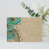 ミュージカルピーコックバードケージフェザーウェディングRSVP 出欠カード (スタンド正面)