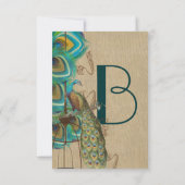 ミュージカルピーコックバードケージフェザーウェディングRSVP 出欠カード (裏面)