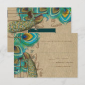 ミュージカルピーコックバードケージフェザーウェディングRSVP 出欠カード (正面/裏面)