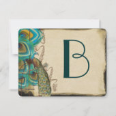 ミュージカルピーコックバードケージフェザーウェディングRSVP 出欠カード (裏面)