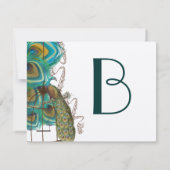 ミュージカルピーコックバードケージフェザーウェディングRSVP 出欠カード (裏面)