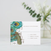 ミュージカルピーコックバードケージフェザーウェディングRSVP 出欠カード (スタンド正面)