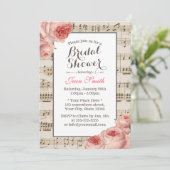 ミュージカルブライダルシャワーヴィンテージピンクエレガントフローラ 招待状 (スタンド正面)