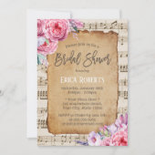 ミュージカルブライダルシャワーヴィンテージフローラ音楽 招待状 (正面)