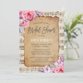 ミュージカルブライダルシャワーヴィンテージフローラ音楽 招待状 (スタンド正面)