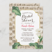 ミュージカルブライダルシャワーヴィンテージリリーフラワー 招待状 (正面/裏面)
