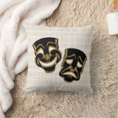 ミュージカルブラック&金ゴールドコメディと悲劇 クッション (ブランケット)