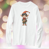 ミュージカルボーイクリスマス小妖精や小人女子ティー Tシャツ
