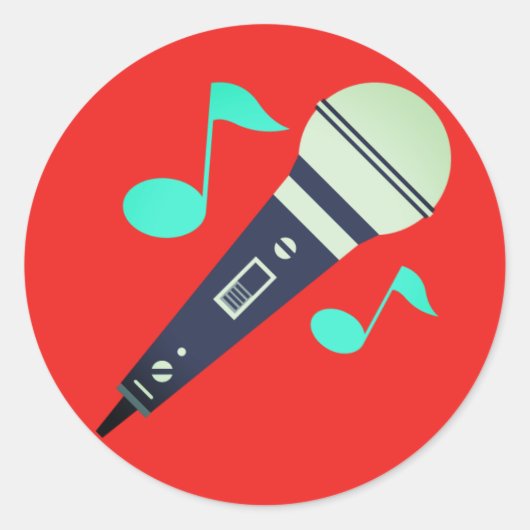 ミュージカルマイク絵文字 ラウンドシール (正面)