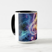 ミュージカルメモ：高音クレフ、 音符記号 マグカップ (正面左)