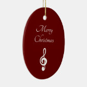 ミュージカルメリークリスマストレブルクレフ、 音符記号エレガントレッド セラミックオーナメント (右)