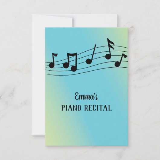 ミュージカルリサイタルクレフ、 音符記号とスタッフ 招待状 (正面)