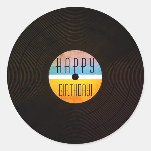 ミュージカルレコードプレートビニルヴィンテージスタイル ラウンドシール (正面)