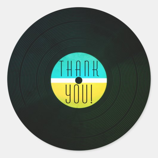 ミュージカルレコードプレートビニルヴィンテージスタイル ラウンドシール (正面)