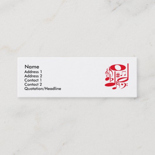 ミュージカルレッドプロファイルカード スキニー名刺 (正面)