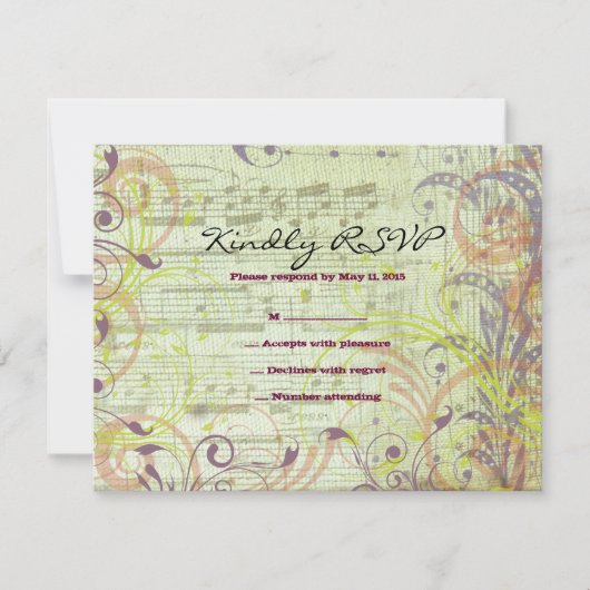 ミュージカルレッドポピーバルミツワー返信カード 出欠カード (正面)