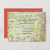 ミュージカルレッドポピーバルミツワー返信カード 出欠カード (正面/裏面)