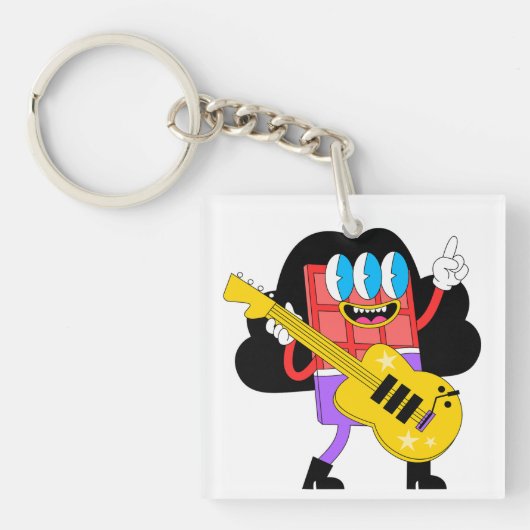 ミュージカルレッド漫画チョコレートとギター キーホルダー (正面)