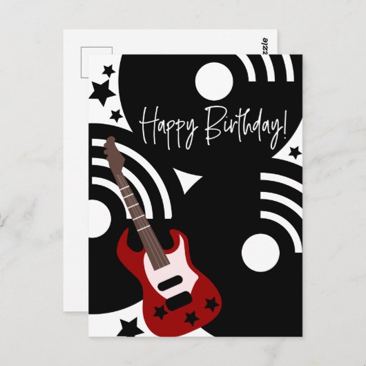 ミュージカルロックスターエレキギター誕生日 ポストカード (正面/裏面)