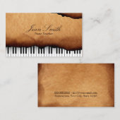 ミュージカルヴィンテージオールド紙ピアノ先生 名刺 (正面/裏面)