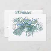 ミュージカルヴィンテージクジャク結婚鳥の応答カード 出欠カード (正面/裏面)