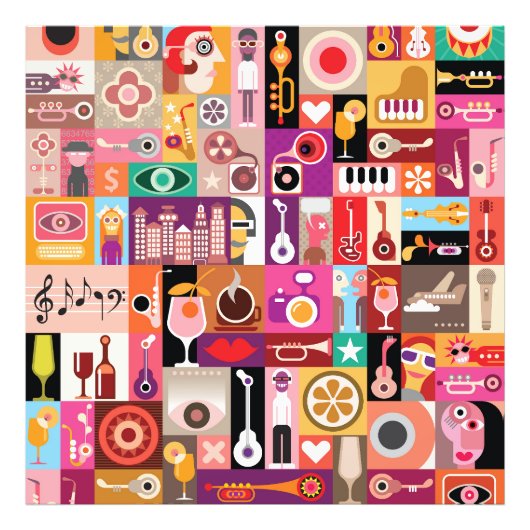 ミュージカル動向のイラストレーション フォトプリント            (正面)