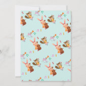 ミュージカル動物男女兼用ティール（緑がかった色）ベビーシャワー 招待状 (裏面)