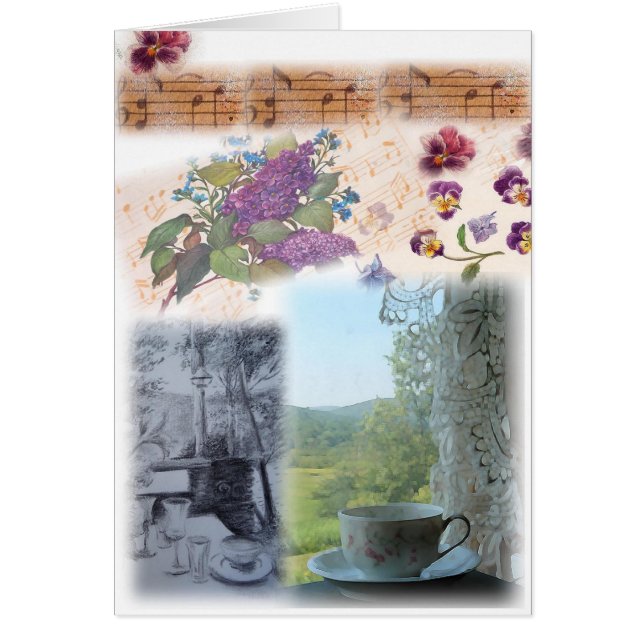 ミュージカル図解入りの、写真付きのノートTeacupコラージュ (正面)