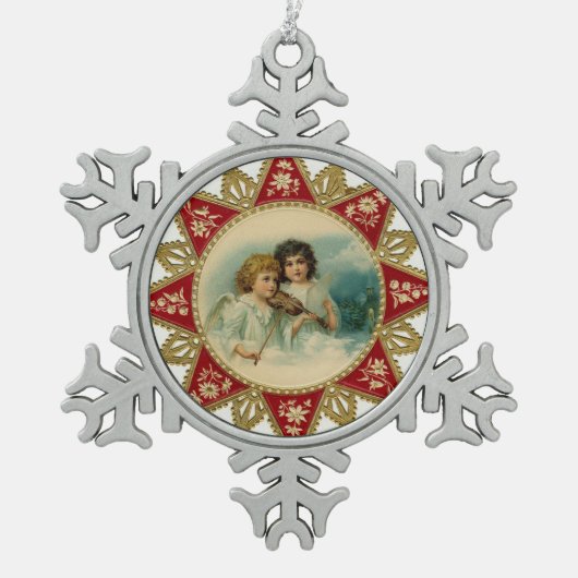 ミュージカル天使スター スノーフレークピューターオーナメント (正面)