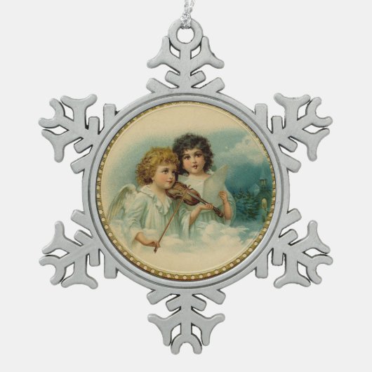 ミュージカル天使 スノーフレークピューターオーナメント (正面)