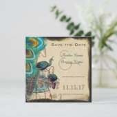 ミュージカル孔雀の鳥かご愛の鳥の日付を保存 招待状 (スタンド正面)