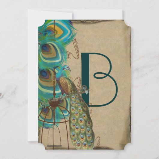 ミュージカル孔雀の鳥かご羽毛結婚式の招待 招待状 (裏面)