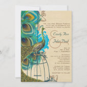 ミュージカル孔雀バードケージフェザーウェディング招待状 招待状 (正面)