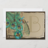 ミュージカル孔雀バードケージフェザーバーンドパーチメント 招待状 (裏面)