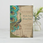 ミュージカル孔雀バードケージフェザー結婚 招待状 (スタンド正面)