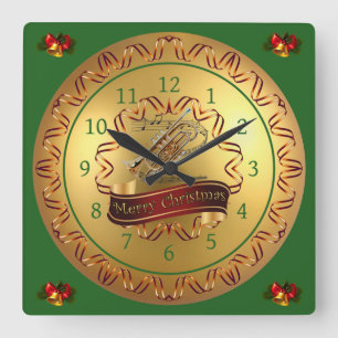 ミュージカル巻きコルネ~クリスマスめでたい スクエア壁時計