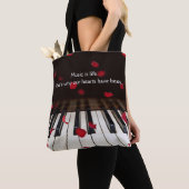 ミュージカル引用文のピアノのキーボード トートバッグ (クローズアップ)