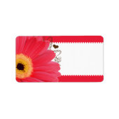 ミュージカル明るい赤紫色ガーベラデイジーラセットハート ラベル (正面)