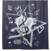 ミュージカル星注記デザイナーパターン シャワーカーテン (正面)