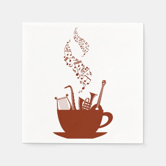 ミュージカル楽器とノート紙ナプキンス スタンダードカクテルナプキン (正面)