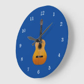 ミュージカル楽器アコースティックギターブルー ラージ壁時計 (傾斜)