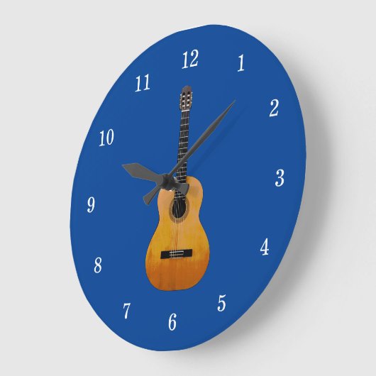 ミュージカル楽器アコースティックギターブルー ラージ壁時計 (傾斜)