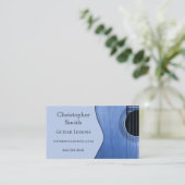 ミュージカル楽器ギターレッスンブルー 名刺 (スタンド正面)