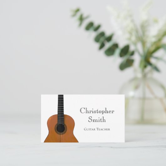 ミュージカル楽器ギターレッスン白黒 名刺 (スタンド正面)