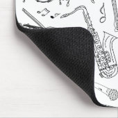 ミュージカル楽器コラージュ(白黒) マウスパッド (コーナー)