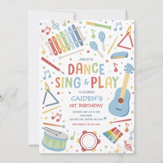 ミュージカル楽器シンダンスバースデ遊ィーバーパーティー 招待状 (正面)
