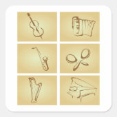 ミュージカル楽器スケッチ スクエアシール (正面)