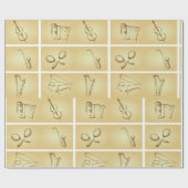 ミュージカル楽器スケッチ ラッピングペーパー (フラット)